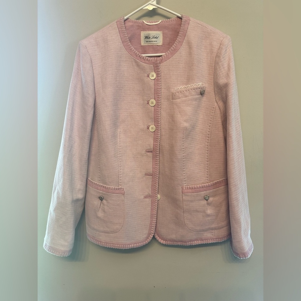 White Label Rofa Fashion Pink Blazer w/ Heart Buttons Size 14